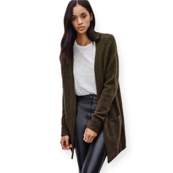 Wilfred Sweaters - Aritzia Wilfred Aronson Alpaca/Wool Blend Open Front Cardigan Brown Xsmall